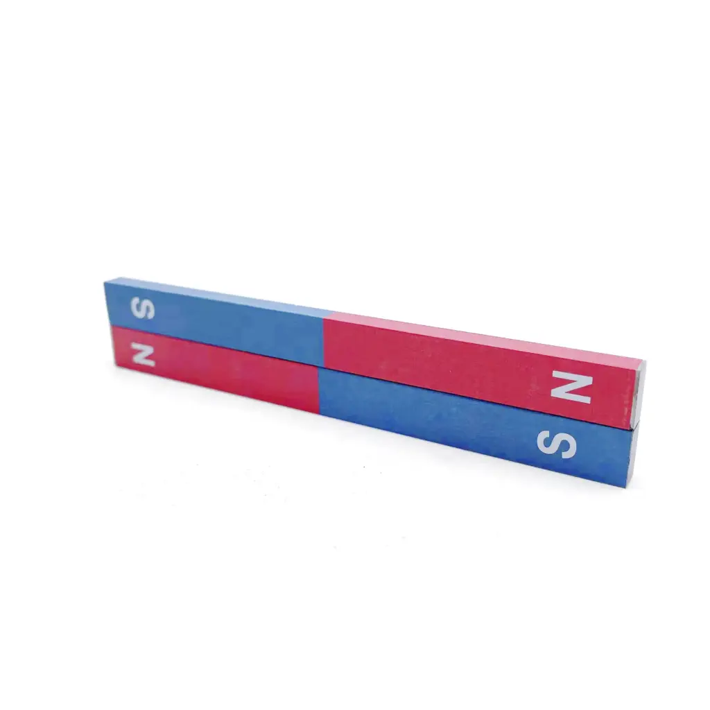 Educational Alnico bar magnets with clearly marked north and south poles