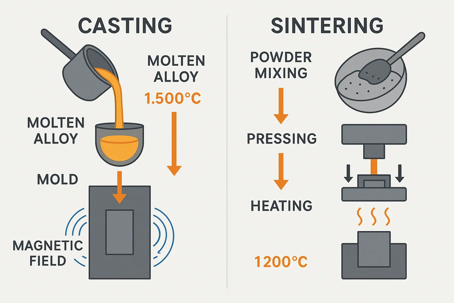 The difference between cast AlNiCo and sintered AlNiCo magnet
