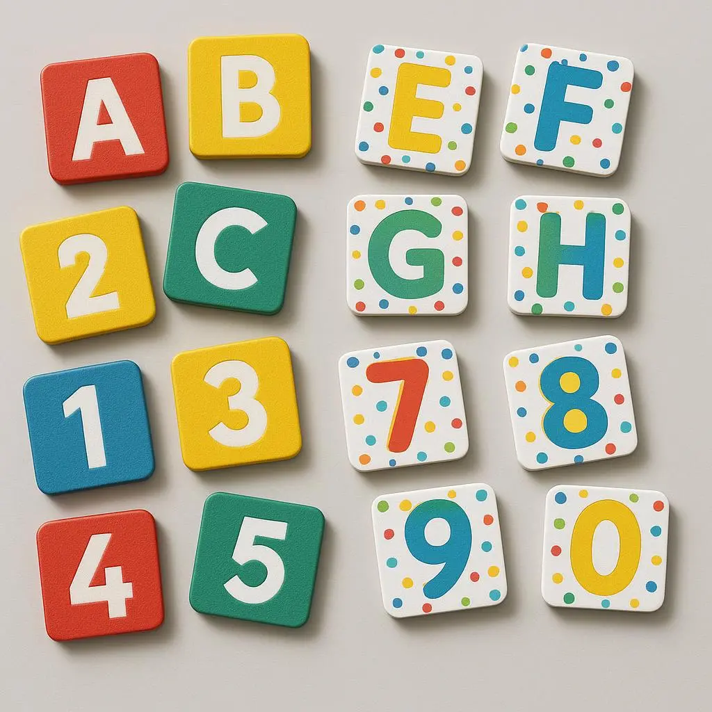 Educational magnets with spray-painted and sticker surfaces for classroom use