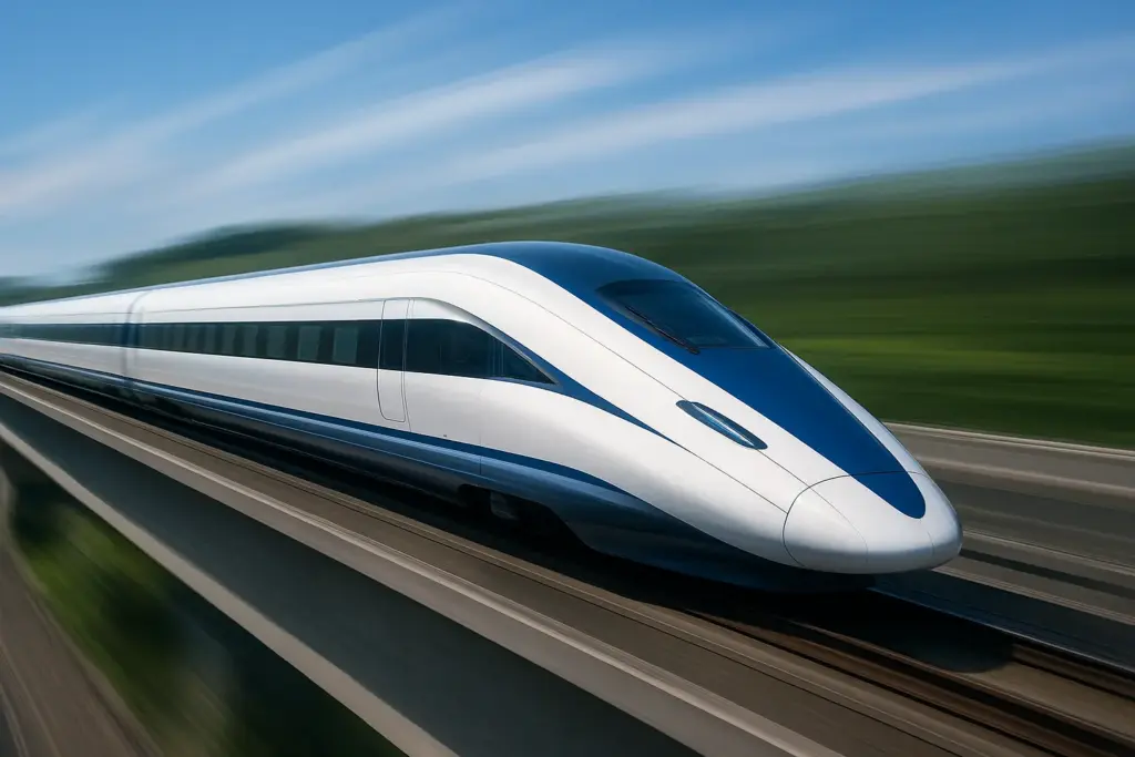 High-speed maglev train using neodymium magnets for levitation and propulsion