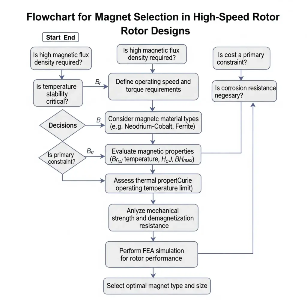 Flowchart for selecting magnets in high-speed rotor designs
