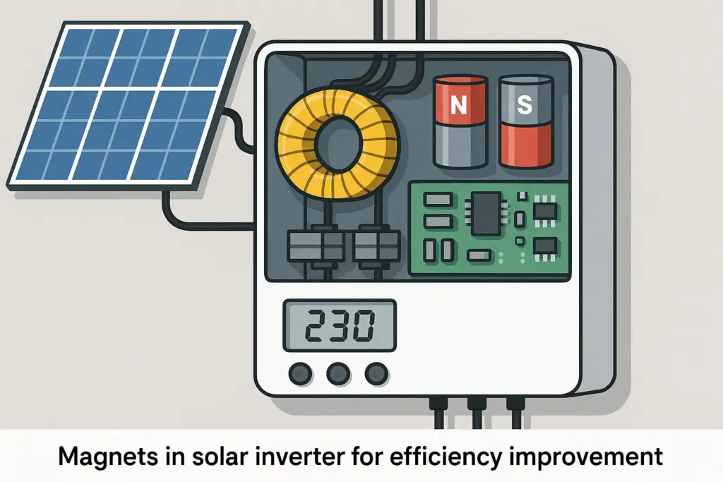 Magnets in solar inverter for efficiency improvement