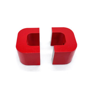 AlNiCo 5 red painted horseshoe magnet 45x30x30xD6.35mm customized shipped with magnetic protection sheet