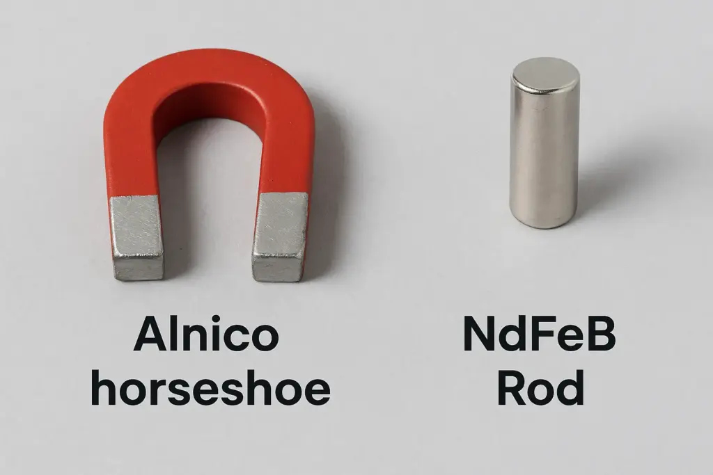 Comparison of Alnico horseshoe and NdFeB magnets for professional nail art effects