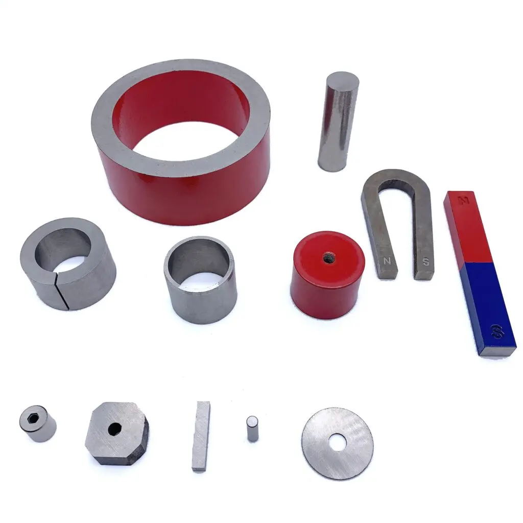 Cast alnico magnets in rod and bar shapes for industrial applications.
