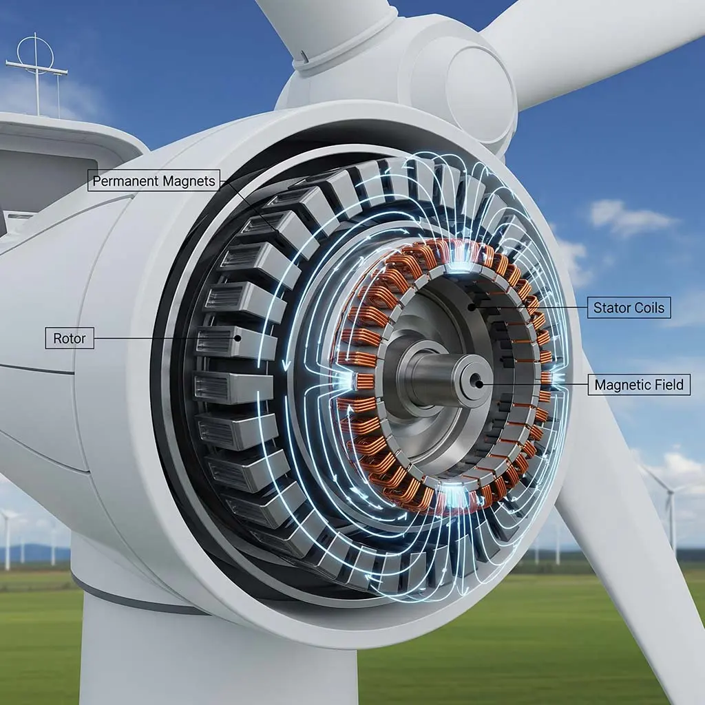 the application of magnets in a wind turbine generator